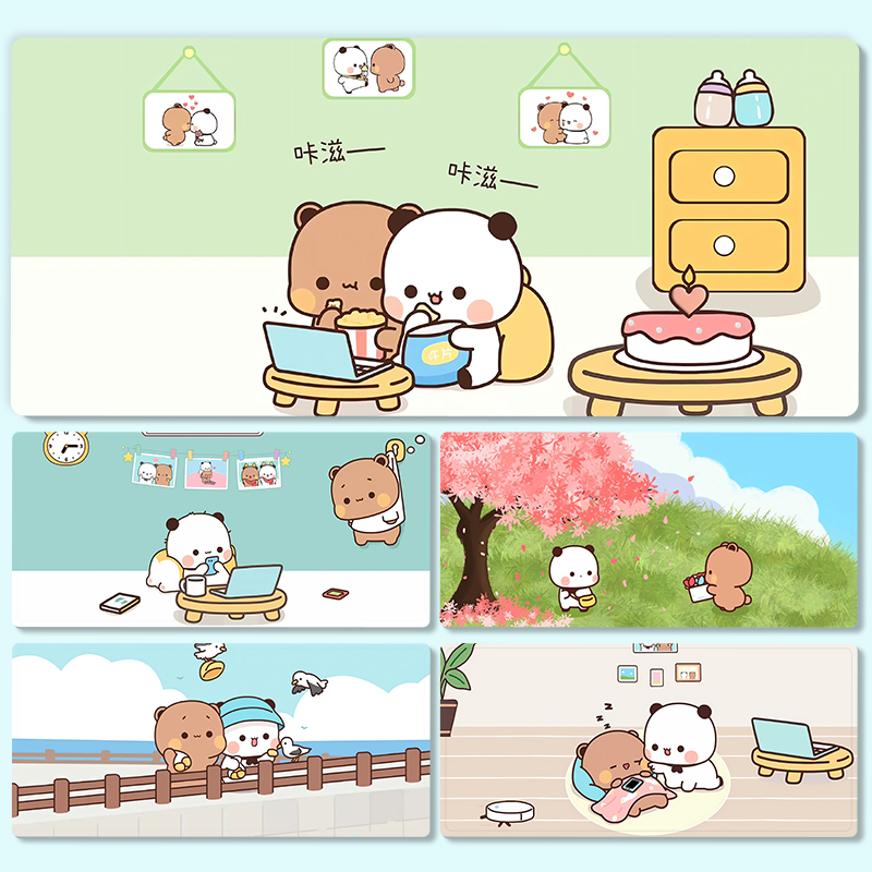 一二布布鼠标垫超大号高颜值卡通办公桌垫电脑办公游戏防滑键盘垫