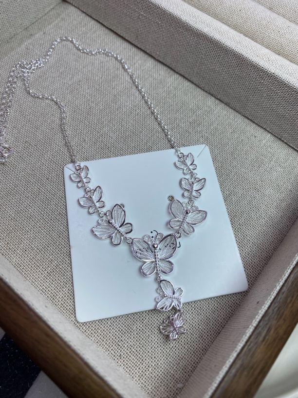 坠链均足银 足银蝴蝶项链国风锁骨链小众百搭送礼99