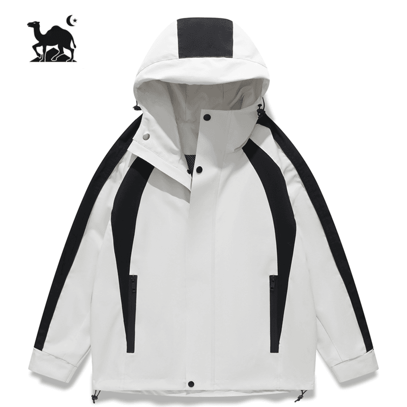 东方骆驼2024新款户外潮流登山拼接撞色连帽外套B0