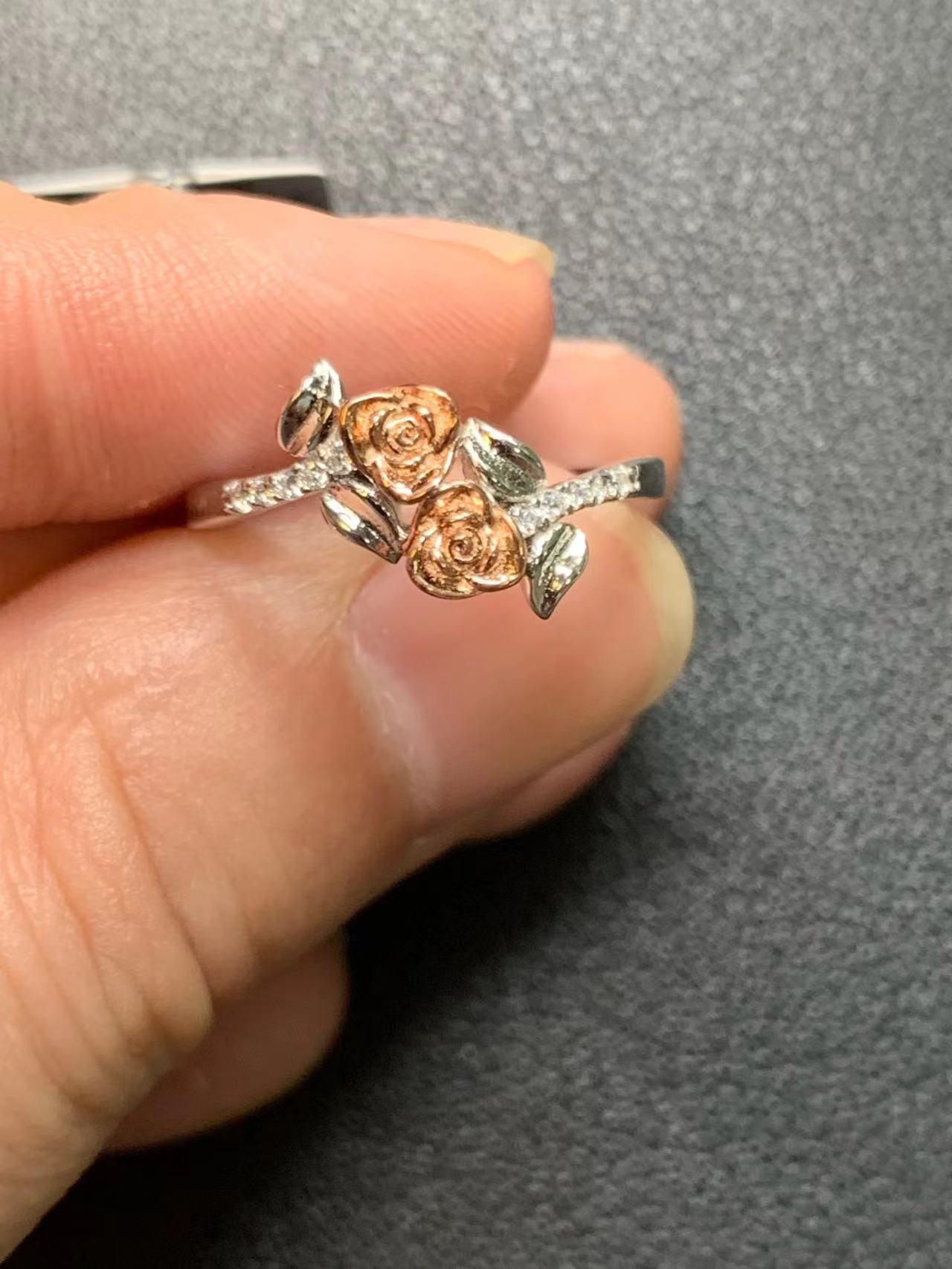 玫瑰花银戒