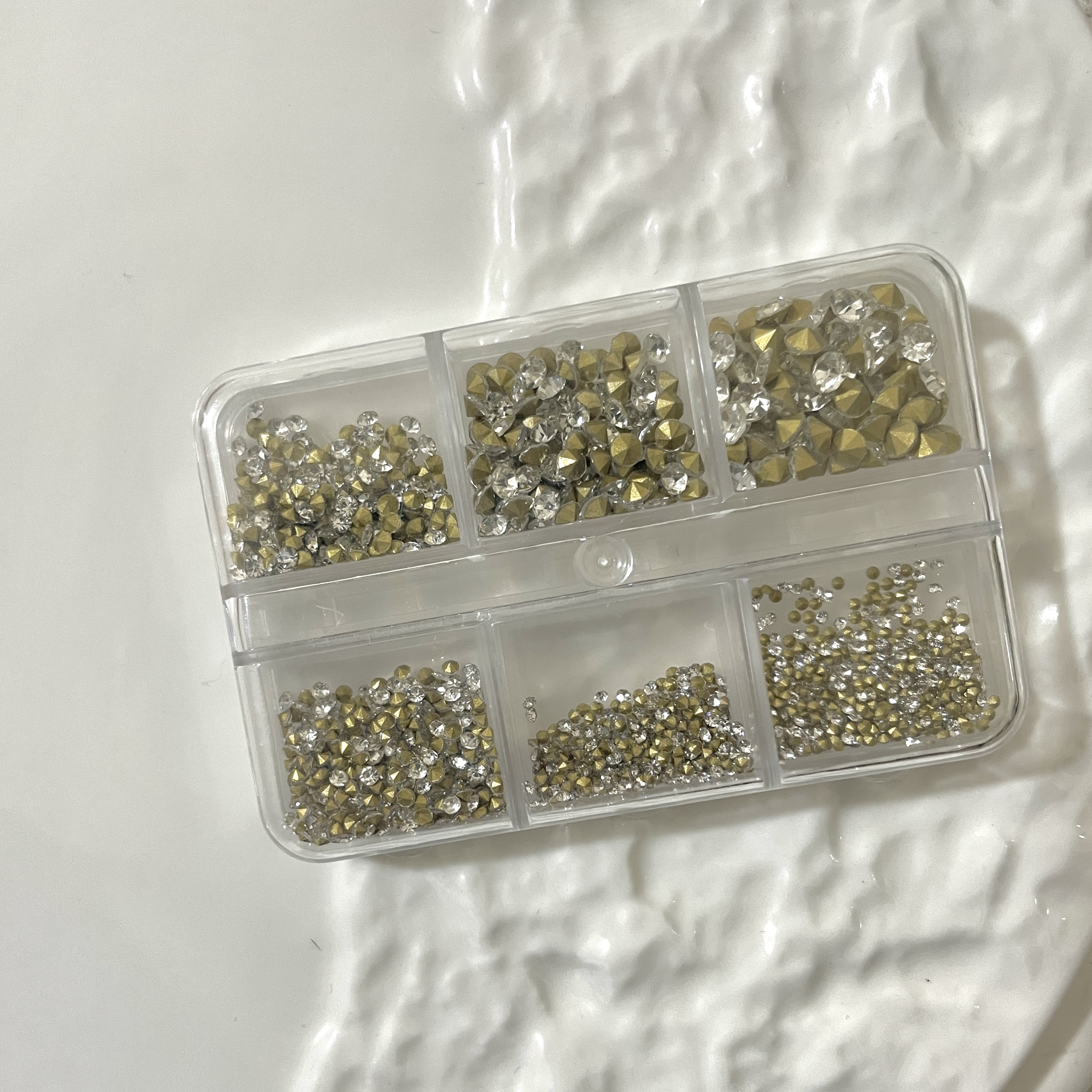 （分装链接）美甲钻合集指甲钻尖底超闪饰品DIY珍珠大小盒装堆堆钻