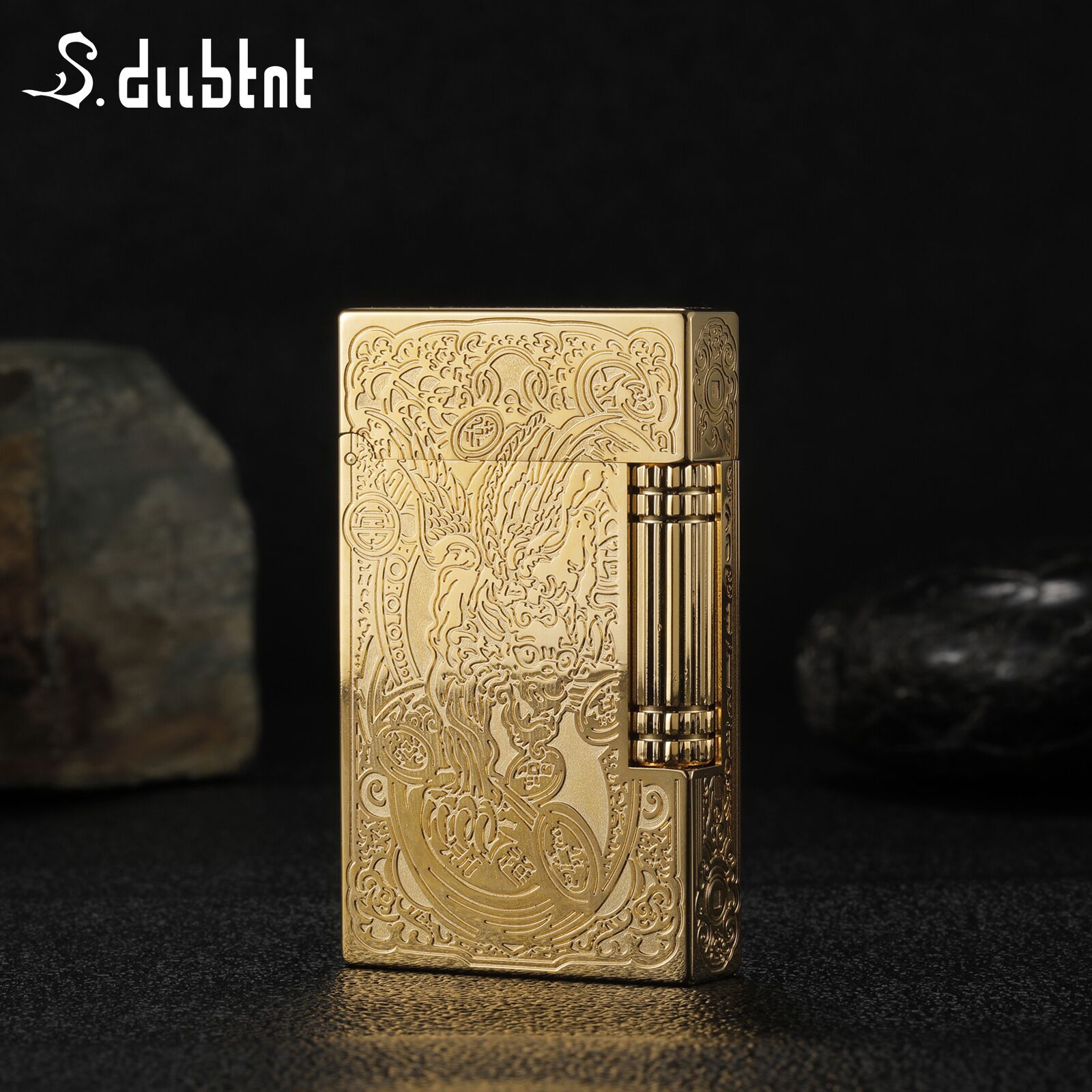 法国都柏特貔貅充气侧滑朗声机清脆精雕朗声男士创意轻奢打火机