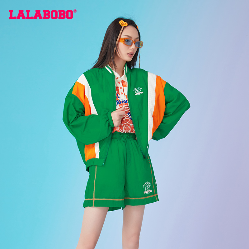 石家庄奥莱LALABOBO虎头撞色梭织上装皮肤衣|L22B-WSJW15