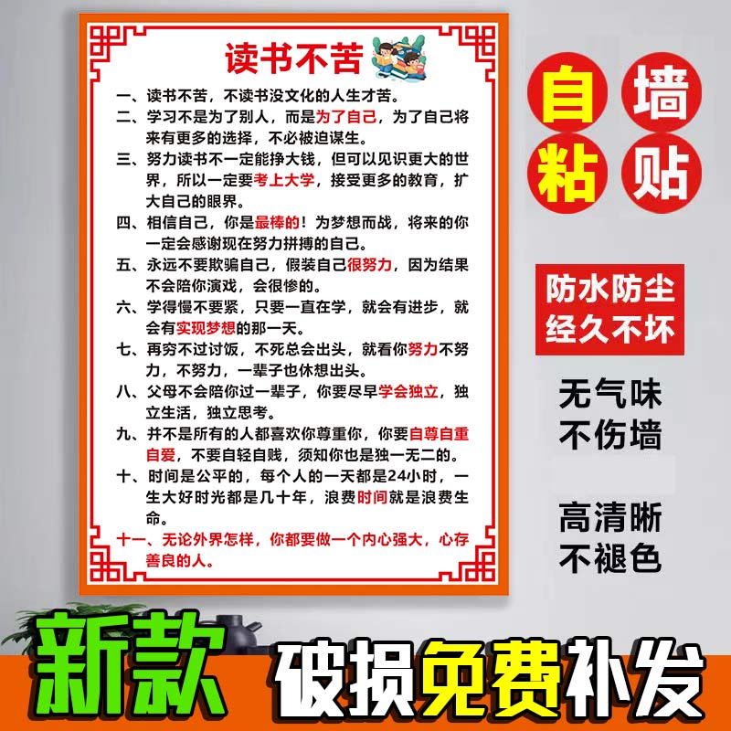 读书不苦成长公约大声骂醒迷茫的自己致青春教室学生励志墙贴壁画