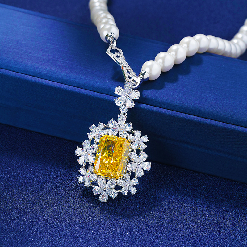 ZCY/子成说 吊坠925银 轻奢气质百搭奢华黄色钻吊坠 ZCXL001