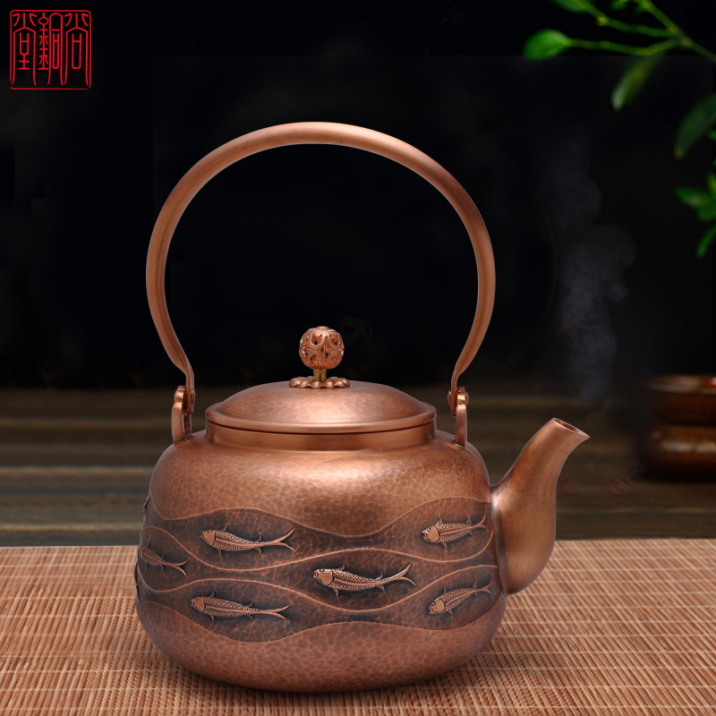 尚铜堂 手工茶壶紫铜壶烧水壶煮茶壶大容量提梁壶 九如 