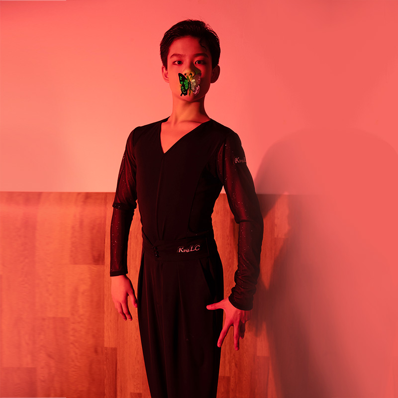 乐雅池秋冬新款男孩拉丁练功服儿童男童拉丁舞服长袖长裤大童
