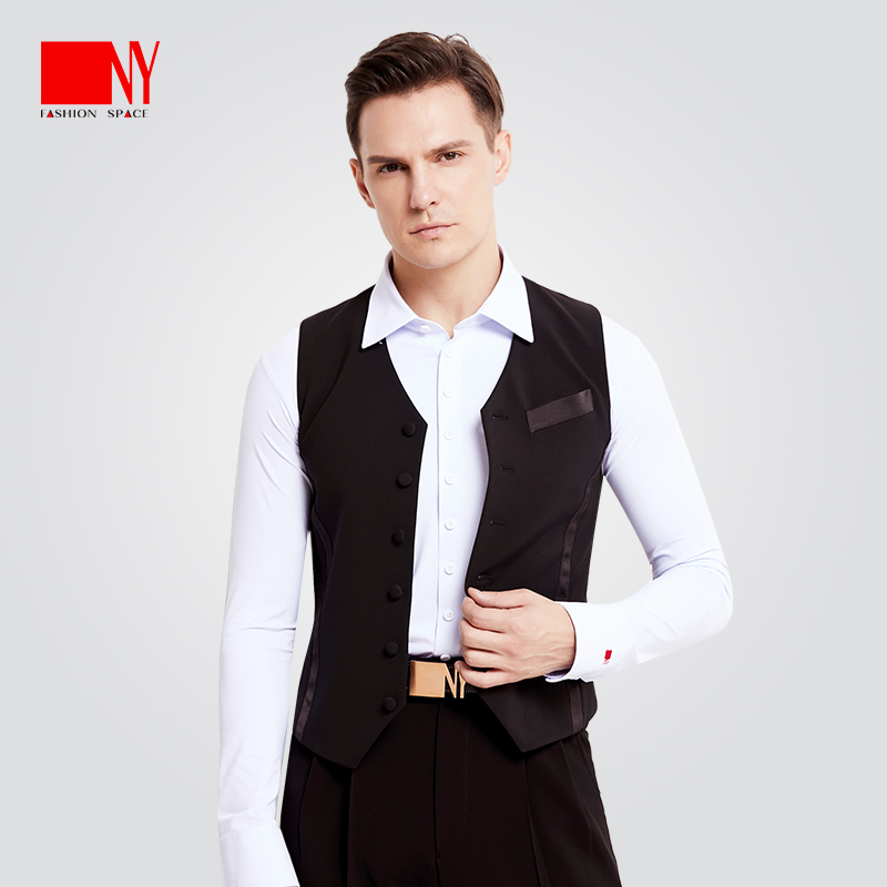 NY21117MJ纳艺摩登舞男士马甲国标舞华尔兹舞衣表演服成人练功服