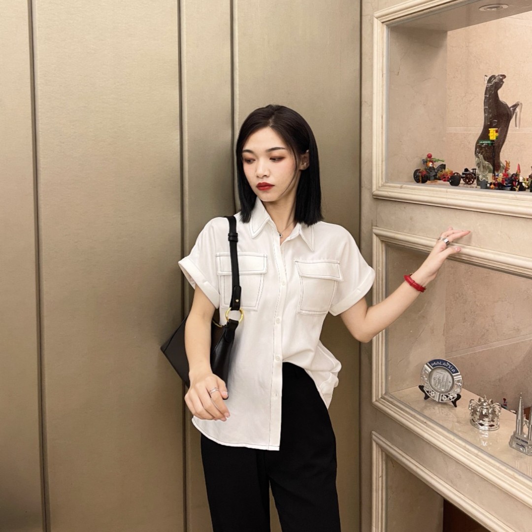 衬衫夏季薄款小设计感小众复古衬衫
