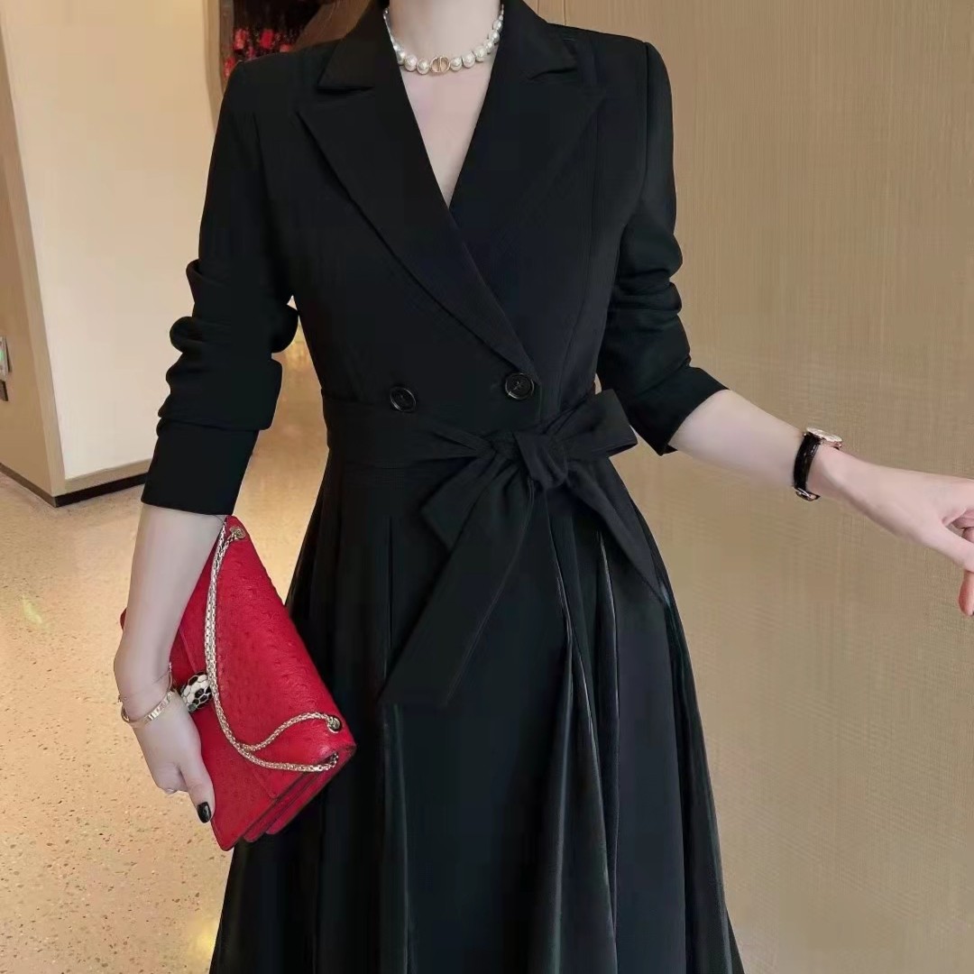 2022年春款知性优雅气质女人味风衣连身裙两用131