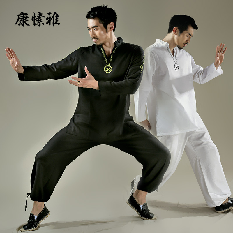 太极服套装男新款瑜伽宽松棉麻春夏禅修服初学者2022新款亚麻禅服