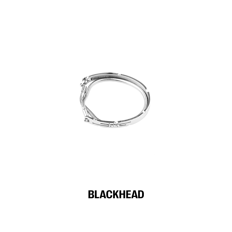 BLACK HEAD/黑头 钛钢手链 ROCK字母装饰情侣手环
