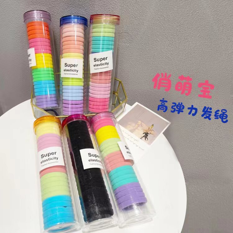 【俏萌宝】新品彩色罐装高弹力发圈网红少女简约韩版耐用ins
