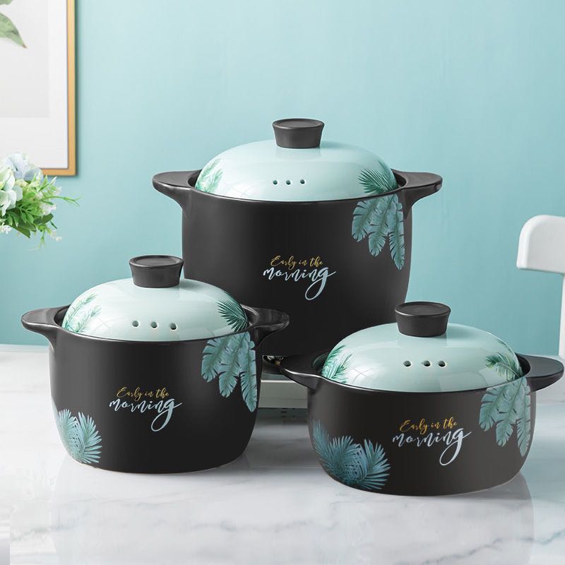 砂锅炖锅家用燃气耐高温陶瓷锅烹饪原味冷热慢炖炖煮容量健康天然