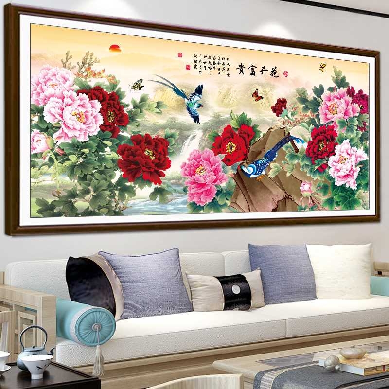 喜鹊版花开富贵57色满绣（蒙娜丽莎十字绣套件）中国风简约中格花艺