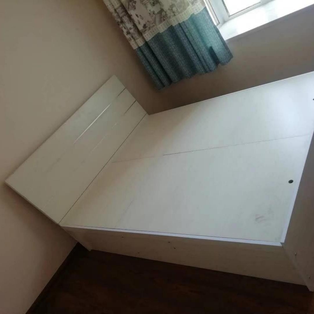 简约出租屋床1.8米x2米高箱储物床板式免漆经济型1.5米家用收纳床