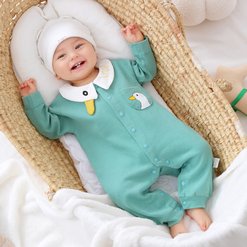 婴儿连体衣纯棉春秋季长袖初生宝宝秋衣哈衣爬服新生儿衣服秋装