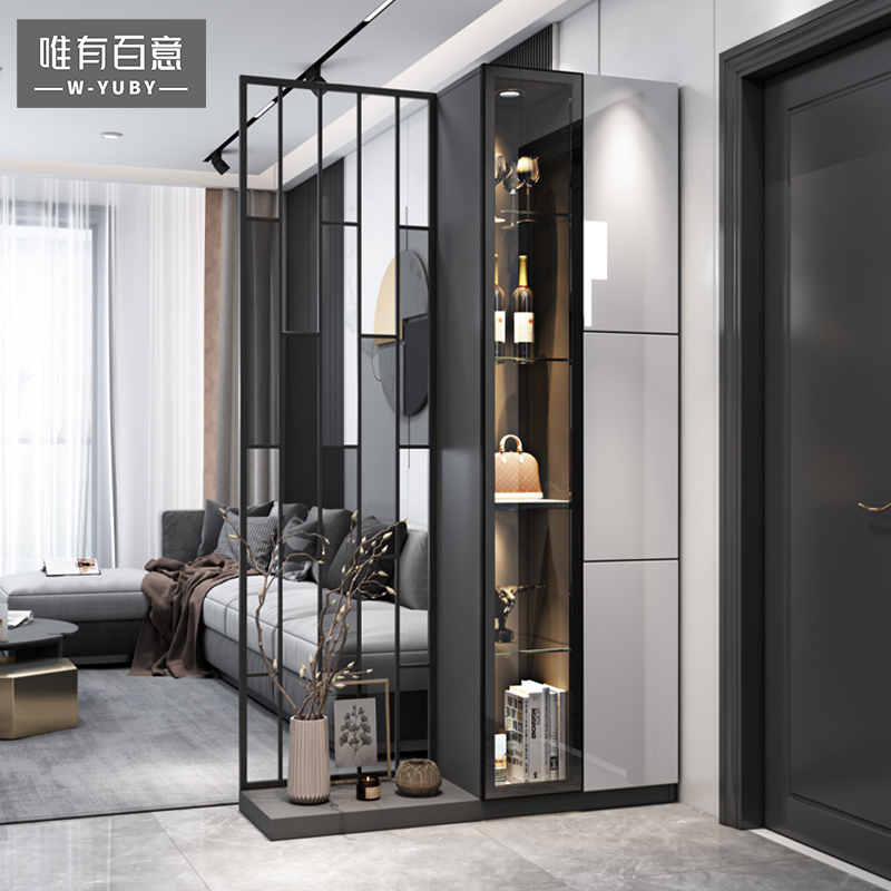 轻奢风进门玄关柜鞋柜一体现代简约客厅屏风隔断入户间厅装饰酒柜