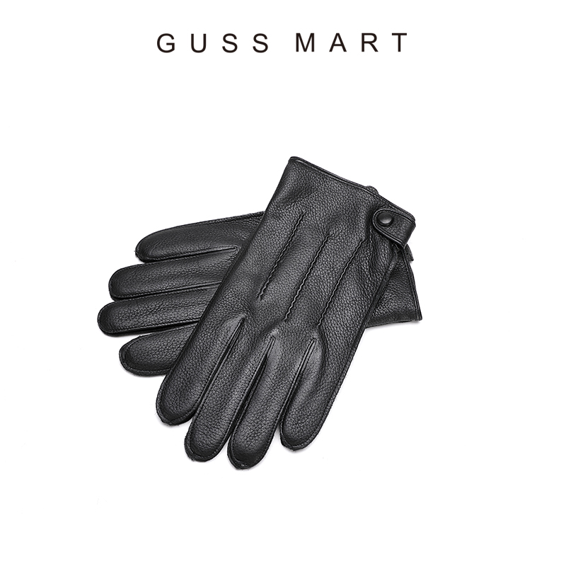 GUSS MART/戈斯迈特新西兰鹿手套男保暖骑行机车冬季加绒分指男士