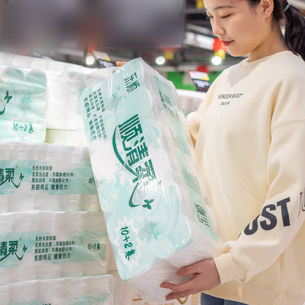 【商超同款】6斤长卷16cm东顺顺清柔卫生卷纸5层加厚3000克1提