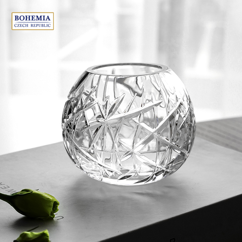 捷克进口BOHEMIA欧式透明水晶玻璃小花瓶摆件 结婚乔迁礼品