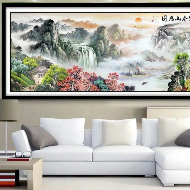 富春山居图多规格三股 四股 满绣 蒙娜丽莎十字绣非成品