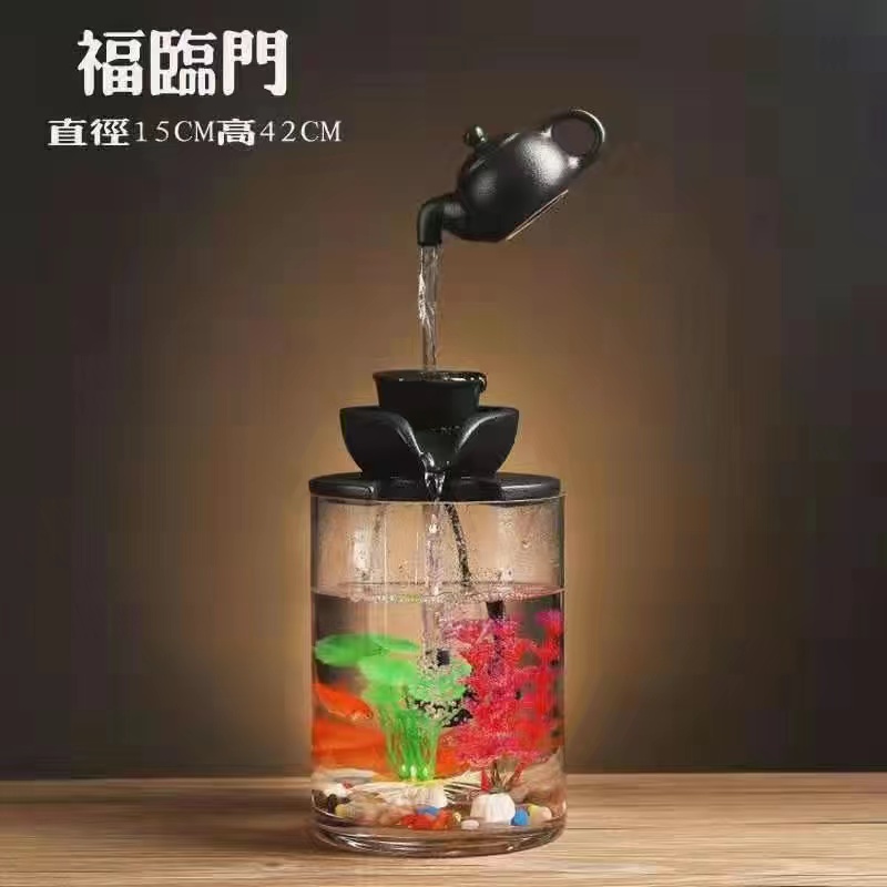 怡轩源风水轮流水招财摆件开业礼品桌面水车办公室客厅室内