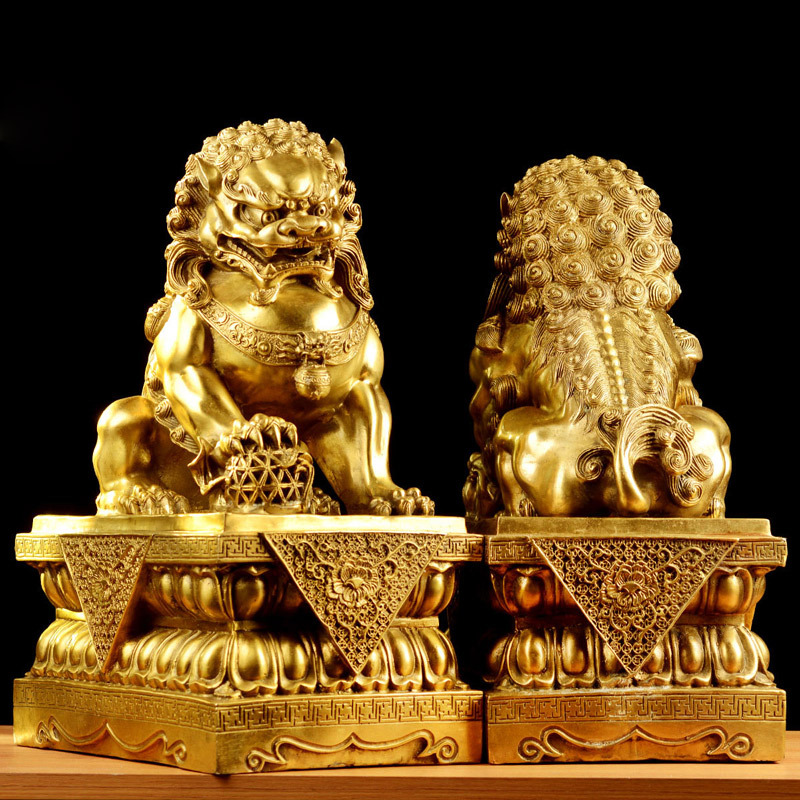 铜狮子家居客厅玄关门口装饰店铺办公室工艺品中式创意礼品摆件