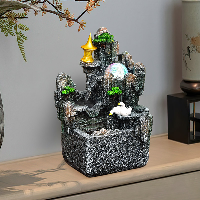 7131高山流水假山喷泉景观客厅桌面流水摆件流水生财摆件循环水