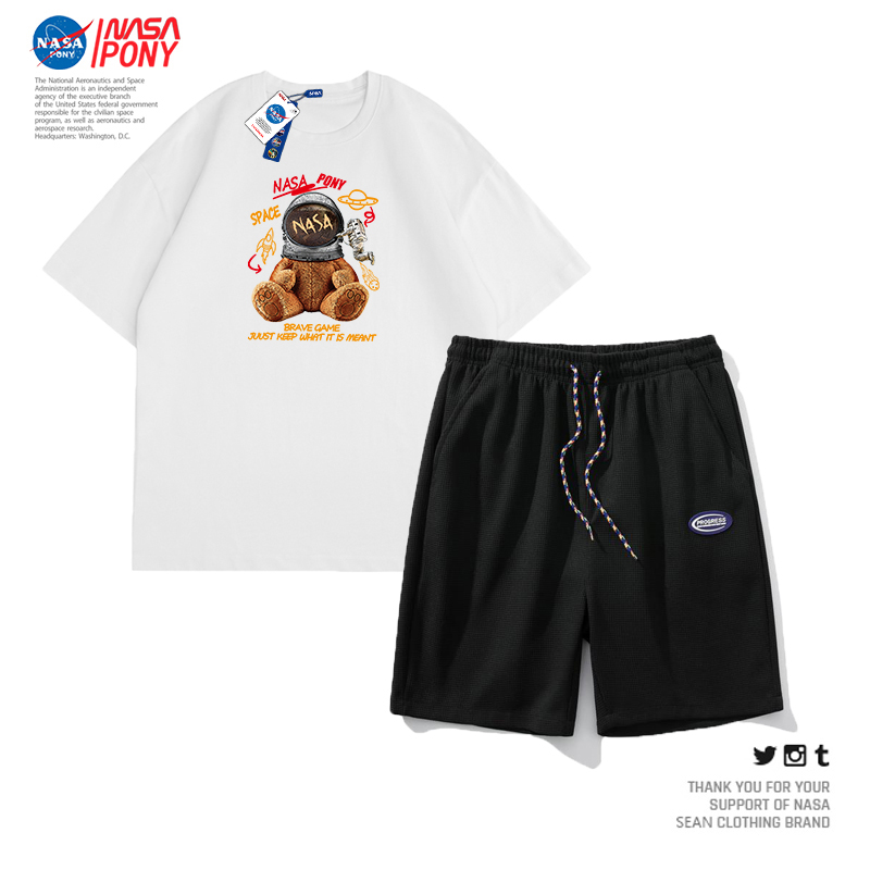 【奥莱专享】NASA线上联名2022夏季新款情侣休闲运动跑步短裤套装