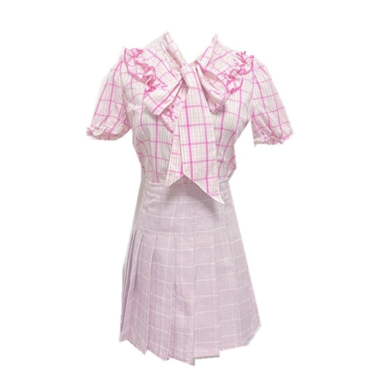 爆款显瘦格子设计师手作时尚日系甜美单品女装连衣裙夏季jk少女