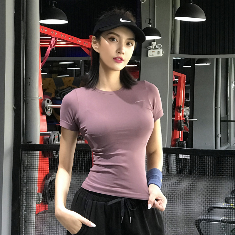 dcw运动短袖女跑步t恤紧身修身弹力显瘦速干衣健身上衣训练瑜伽服