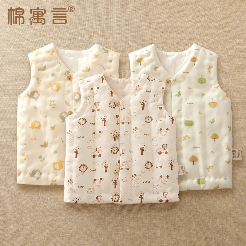 纯棉花婴儿手工马甲儿童坎肩男童女童外穿新生儿宝宝春秋冬季背心
