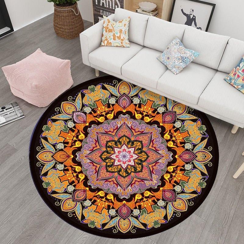 民族风情瑜伽垫客厅地毯圆形地毯吊篮转椅脚垫办公室耐磨地垫
