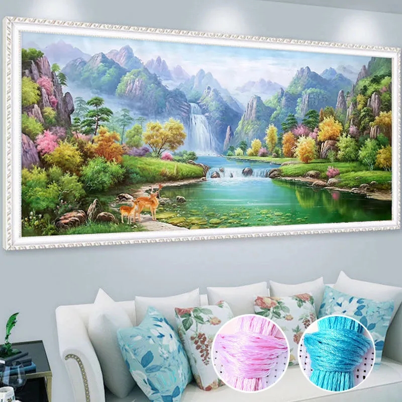 青山绿水十字绣2025年款新款客厅风景线绣自己绣手工皇室蒙娜丽莎