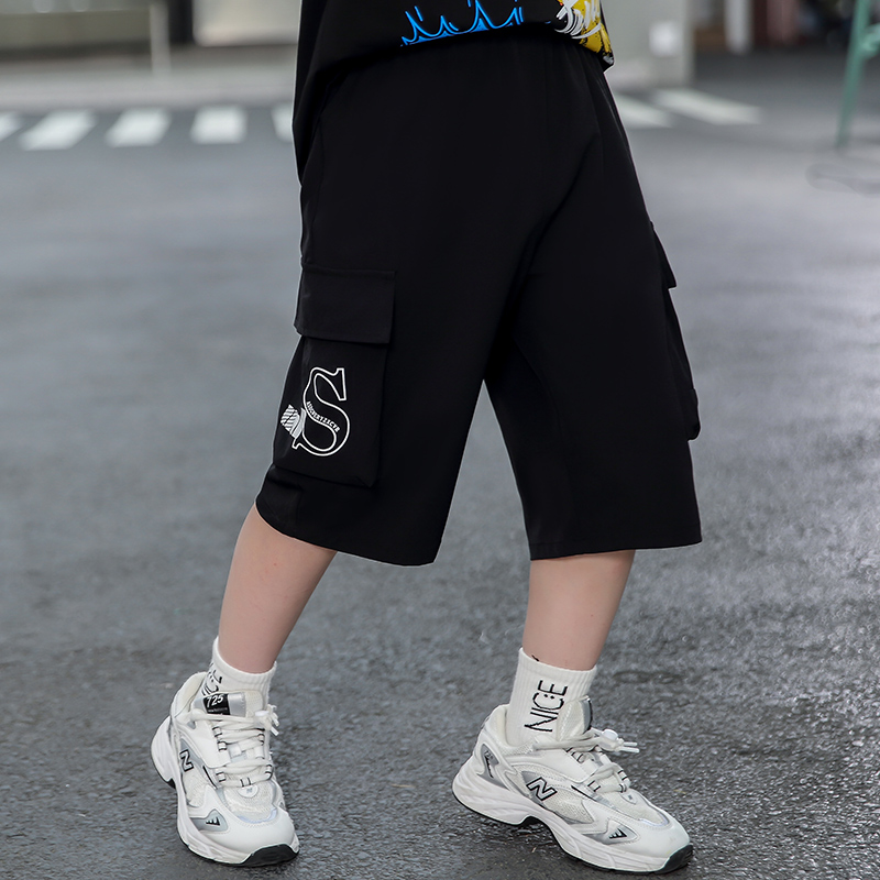 男童夏季薄款中裤2025新款五分裤中大童短裤工装裤休闲百搭运动裤