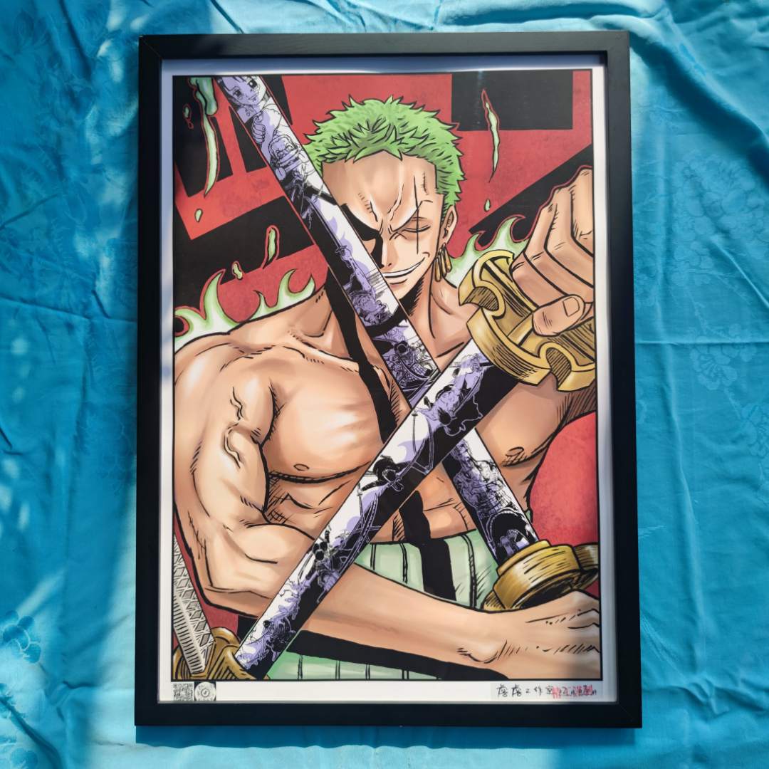  海贼王海报 索隆拔刀彩色 装饰画挂件二次元风动漫风