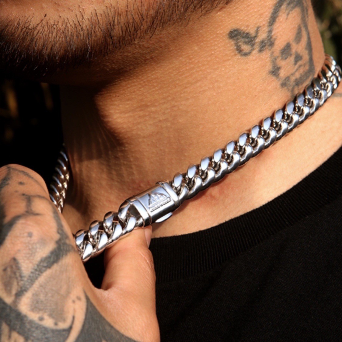 NICEPOWER/金帕沃 钛钢吊坠 12mm光面古巴链不褪色欧美项链