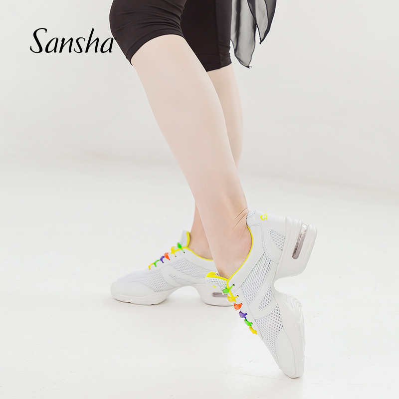 Sansha/三沙春夏舞蹈鞋女气垫网面彩色现代舞鞋透气健身广场舞鞋