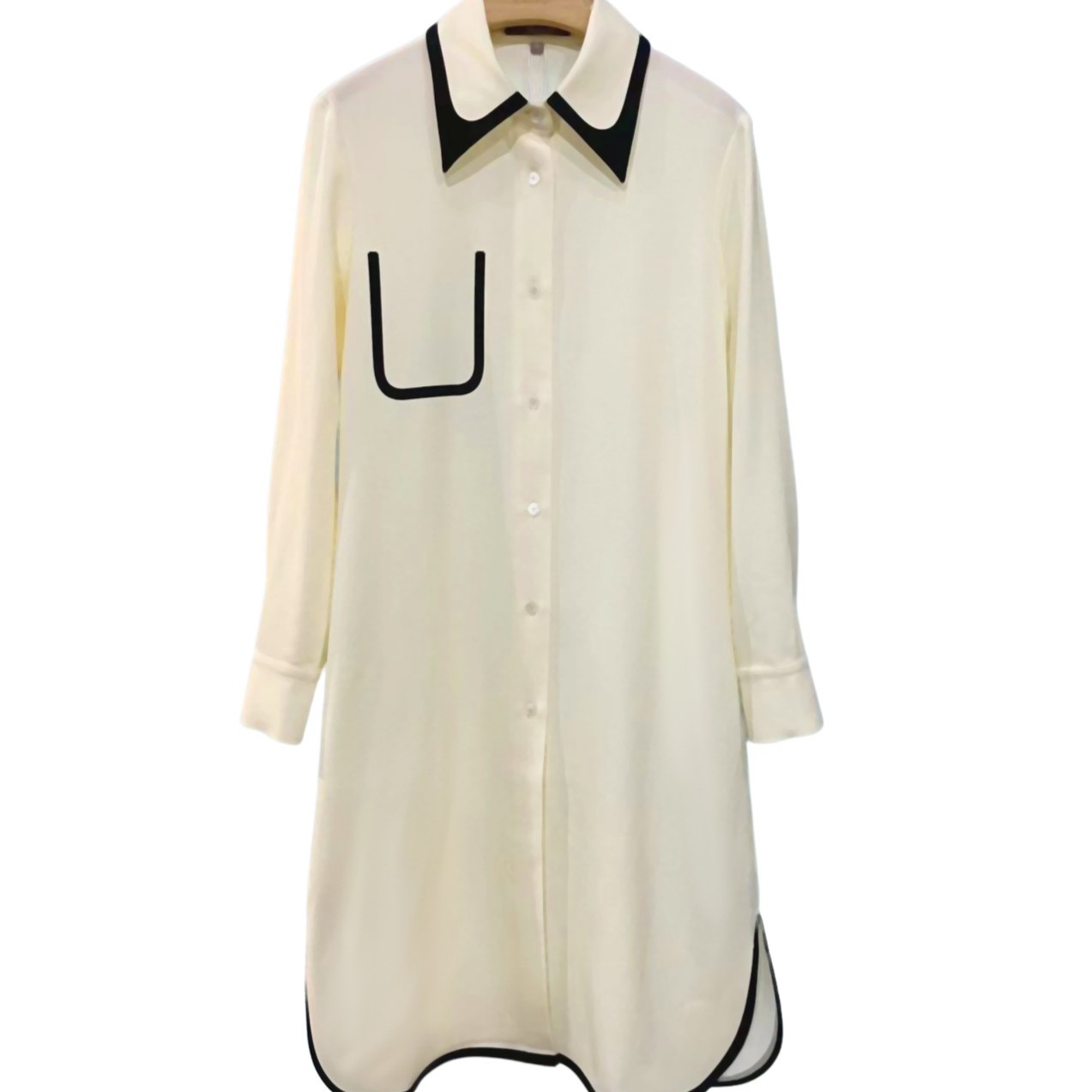 【全姐独立设计】设计师款胶印拼边法式羊毛衬衫裙LYQ22A090