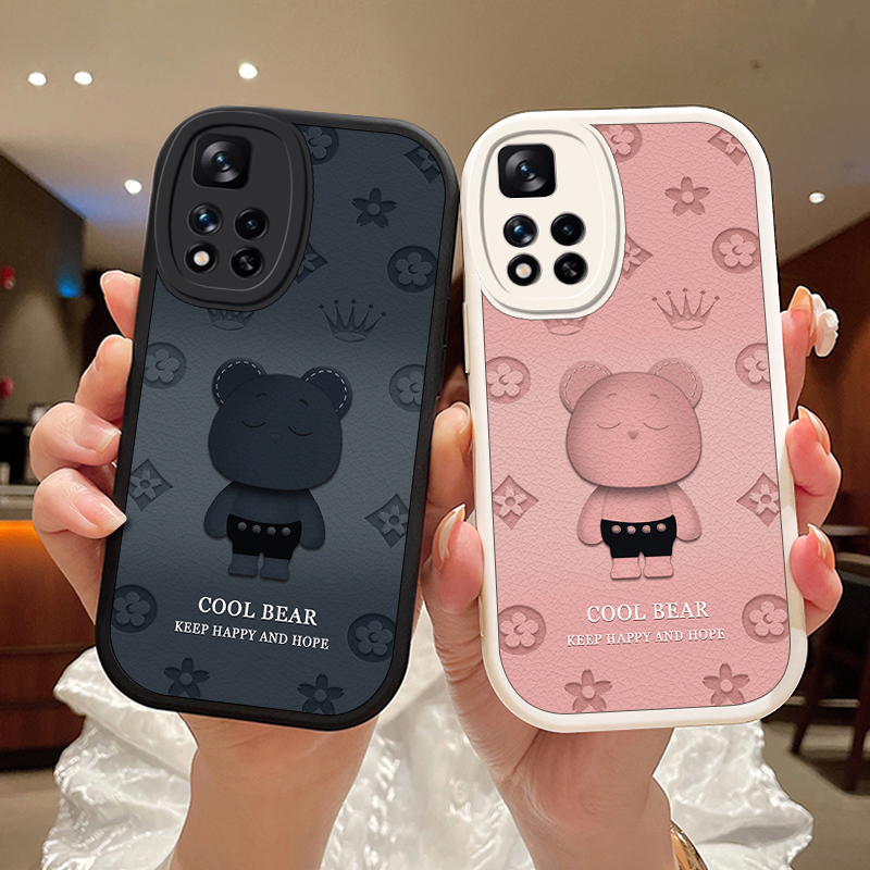 乖巧熊适用小米红米note11手机壳note11pro镜头全包5G小羊皮11pro