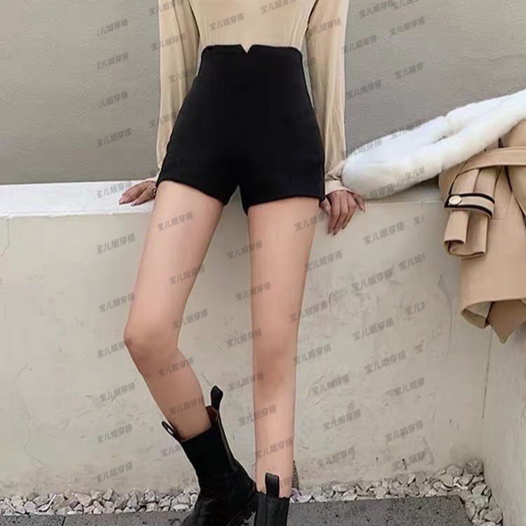 【宝儿姐优选】105-1韩版高腰小V百搭短裤