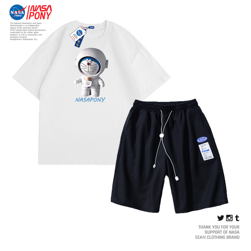 NASA线上联名2022新款夏季情侣休闲运动跑步短裤套装