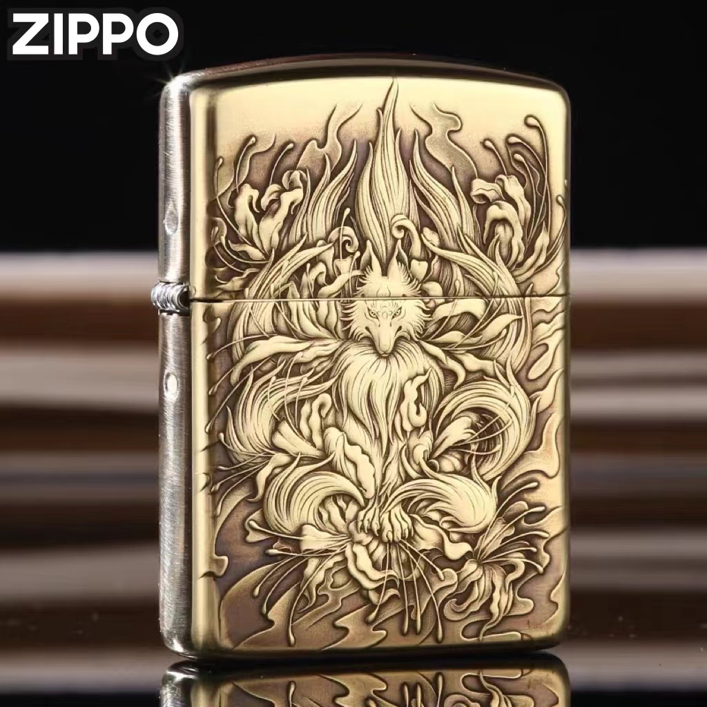 ZIPPO/之宝zippo打火机正品168黄铜浮雕-九尾狐系列盔甲DYJ1