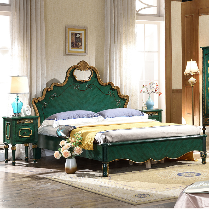 欧式公主床 主卧床单人床实木床1.5米床轻奢美式公主床356