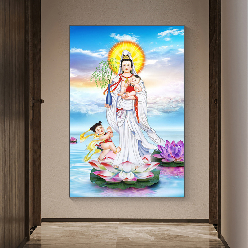 5d钻画满钻送子观音画客厅走廊中式2022新款十字绣点贴钻自己绣