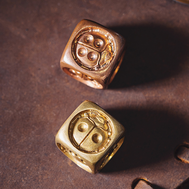 吾蟲创意趣味幸运瓢虫骰子圆角铜摆件实心把玩色子个性家居礼品