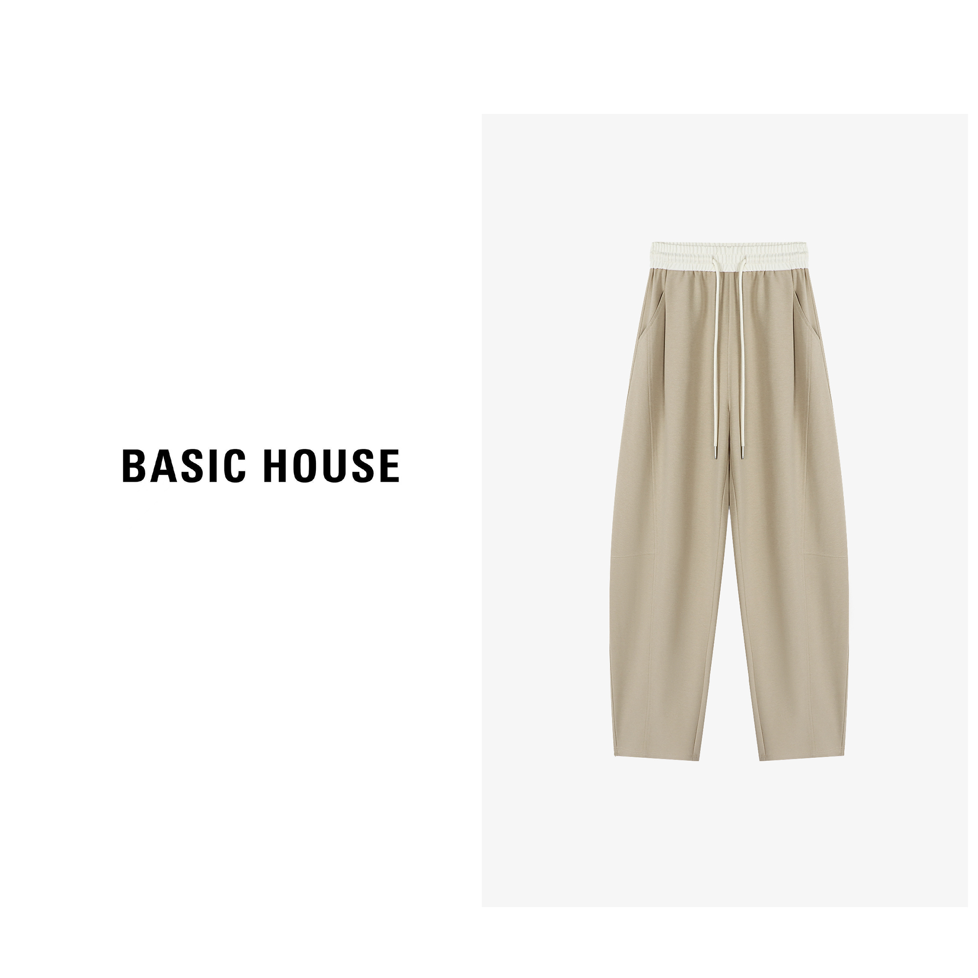 Basic House/百家好显瘦垂感百搭休闲宽松直筒长裤-B0624B5A032