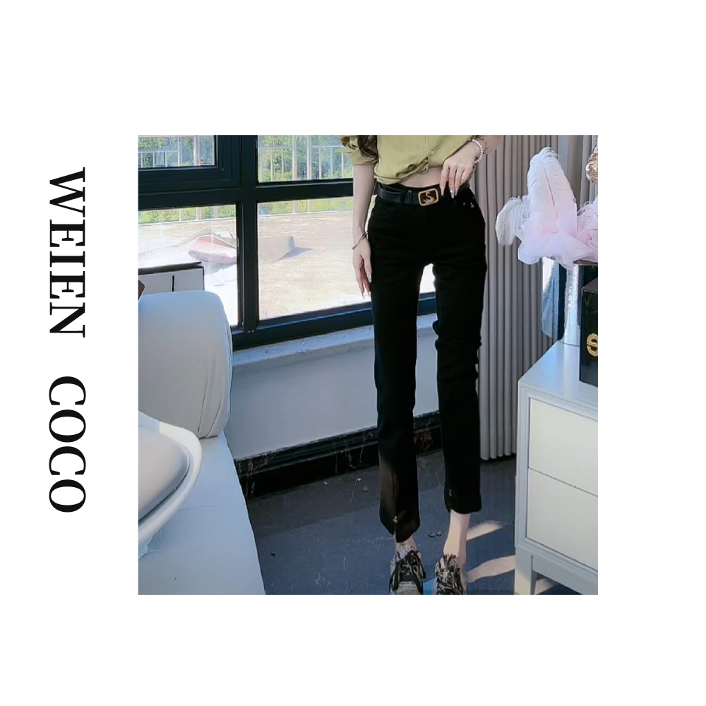 【薇恩COCO】天鹅高腰时尚休闲牛仔裤直筒秋上新款K1791