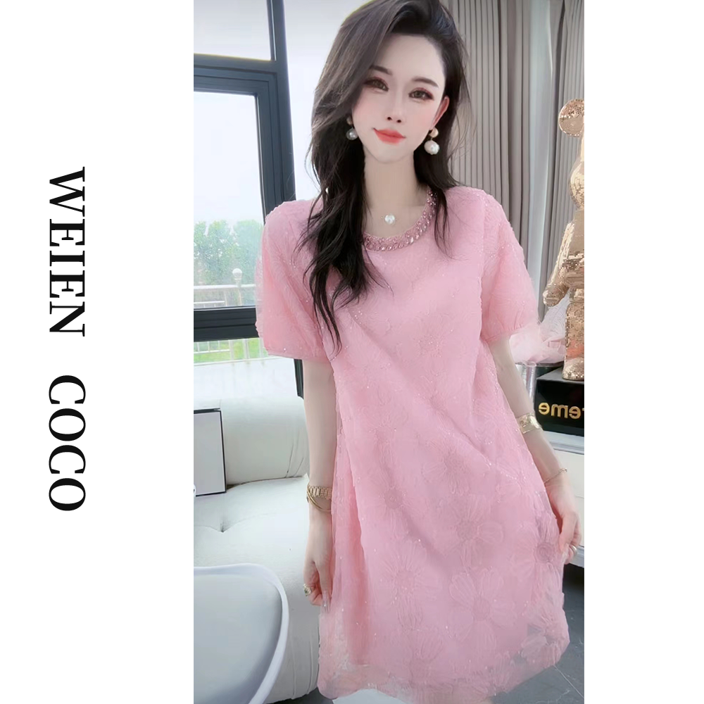 【薇恩COCO】女装连衣裙重工显瘦气质时尚休闲百搭夏短袖裙K1488